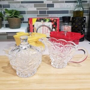Shannon Crystal 2pc Scalloped Sugar and Creamer‎ Set By Godinger
